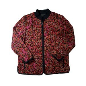 Bob Mackie Wearable Art Women's Autumn Red Leaves Zip Up Jacket Medium‎